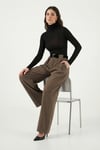 Lela Wide Leg Yüksek Bel Bol Paça Kemer Detaylı Bayan Pantolon 6923855 HAKİ