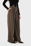 Lela Wide Leg Yüksek Bel Bol Paça Kemer Detaylı Bayan Pantolon 6923855 HAKİ