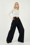 Lela Wide Leg Yüksek Bel Bol Paça Kemer Detaylı Bayan Pantolon 6923855 SİYAH