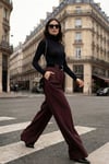 Lela Wide Leg Yüksek Bel Bol Paça Kemer Detaylı Bayan Pantolon 6923855 MÜRDÜM