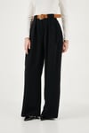 Lela Wide Leg Yüksek Bel Bol Paça Kemer Detaylı Bayan Pantolon 6923855 SİYAH