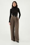 Lela Wide Leg Yüksek Bel Bol Paça Kemer Detaylı Bayan Pantolon 6923855 HAKİ