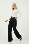 Lela Wide Leg Yüksek Bel Bol Paça Kemer Detaylı Bayan Pantolon 6923855 SİYAH