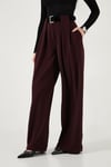 Lela Wide Leg Yüksek Bel Bol Paça Kemer Detaylı Bayan Pantolon 6923855 MÜRDÜM