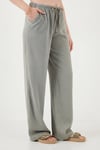 Lela Wide Leg Yüksek Bel Geniş Paça Bayan Pantolon 668YP5424 AÇIK HAKİ