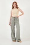 Lela Wide Leg Yüksek Bel Geniş Paça Bayan Pantolon 668YP5424 AÇIK HAKİ