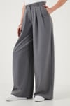Lela Wide Leg Yüksek Bel Geniş Paça Palazzo Bayan Pantolon 5866290 GRİ