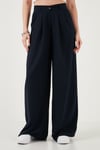 Lela Wide Leg Yüksek Bel Geniş Paça Palazzo Bayan Pantolon 5866290 LACİVERT