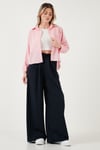 Lela Wide Leg Yüksek Bel Geniş Paça Palazzo Bayan Pantolon 5866290 LACİVERT