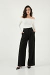 Lela Wide Leg Yüksek Bel Geniş Paça Pileli Bayan Pantolon 6923871 SİYAH