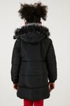 Lela Yakası Suni Kürklü İçi Peluş Astarlı Çıkarılabilir Kapüşonlu Kız Çocuk Mont 5760043 SİYAH