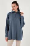 Lela Yarım Fermuarlı Onesize Triko Bayan Kazak 4616079Y İNDİGO