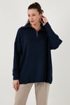 Lela Yarım Fermuarlı Onesize Triko Bayan Kazak 4616079Y LACİVERT