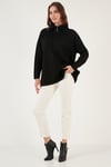 Lela Yarım Fermuarlı Onesize Triko Bayan Kazak 4616079Y SİYAH