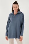 Lela Yarım Fermuarlı Onesize Triko Bayan Kazak 4616079Y İNDİGO