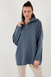 Lela Yarım Fermuarlı Onesize Triko Bayan Kazak 4616079Y İNDİGO