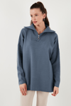 Lela Yarım Fermuarlı Onesize Triko Bayan Kazak 4616079Y İNDİGO