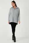Lela Yarım Fermuarlı Onesize Triko Bayan Kazak 4616079Y AÇIK GRİ