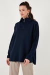 Lela Yarım Fermuarlı Onesize Triko Bayan Kazak 4616079Y LACİVERT