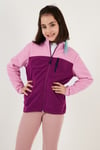 Lela Yumuşak Dokulu Fermuarlı Renk Bloklu Dik Yaka Cepli Hırka Unisex Çocuk Polar 5905001 Şeker Pembe-Mor