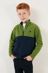 Lela Yumuşak Dokulu Yarım Fermuarlı Renk Bloklu Dik Yaka Unisex Çocuk Polar 5905004 YEŞİL-LACİVERT