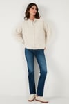 Lela Yumuşak Tüylü Regular Fit Bisiklet Yaka Düğmeli Bayan Hırka 4617007 TAŞ