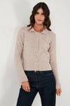 Lela Yün Karışımlı Regular Fit Düğmeli Polo Yaka Bayan Hırka 4617013 VİZON