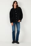 Lela Yün Karışımlı Relaxed Fit Çıtçıt Düğmeli Bayan Hırka 4617021 SİYAH