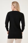 Lela Zincir Detaylı Regular Fit Bisiklet Yaka Esnek Bayan Bluz 5865347 SİYAH