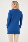 Lela Zincir Detaylı Regular Fit Bisiklet Yaka Esnek Bayan Bluz 5865347 SAKS