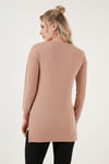 Lela Zincir Detaylı Regular Fit Bisiklet Yaka Esnek Bayan Bluz 5865347 BİSKÜVİ