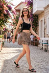 Leoparlı Slim Fit Fırfırlı Mini Boy Kadın Şort Etek 5866293 LEOPAR