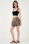 Leoparlı Slim Fit Fırfırlı Mini Boy Kadın Şort Etek 5866293 LEOPAR