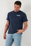 Levi's % 100 Pamuk Relaxed Fit Bisiklet Yaka Logolu Erkek T Shirt A2082-0197 LACİVERT