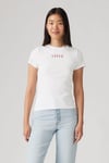 Levi's % 100 Pamuk Slim Fit Bisiklet Yaka Logolu Bayan T Shirt 001MY-0000 BEYAZ