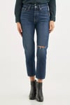 Levi's 501 Pamuklu Yüksek Bel Straight Fit Kısa Paça Jeans Bayan Kot Pantolon 36200-0290 KOYU MAVİ