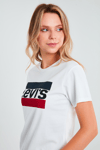 Levi's Baskılı % 100 Pamuk Bisiklet Yaka Bayan T Shirt 17369-1313 BEYAZ