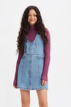 Levi's Önden Fermuarlı Pamuklu Mini Kot Bayan Elbise A4586-0002 AÇIK MAVİ