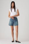Levi's Pamuk ve Keten Karışımlı Baggy Fit Yüksek Bel Bayan Short A9311-0017 MAVİ