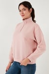 Levi's Pamuklu Regular Fit Dik Yaka Yarım Fermuarlı Bayan Sweat 001U4-0001 PUDRA