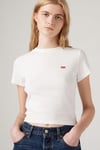 Levi's Pamuklu Slim Fit Bisiklet Yaka Logolu Crop Kadın T Shirt 005G4-0001 BEYAZ