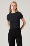 Levi's Pamuklu Slim Fit Bisiklet Yaka Logolu Crop Kadın T Shirt 005G4-0000 SİYAH