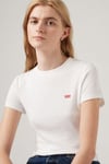 Levi's Pamuklu Slim Fit Bisiklet Yaka Logolu Crop Kadın T Shirt 005G4-0001 BEYAZ