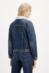Levi's Pamuklu Slim Fit Gömlek Yaka Sherpa Trucker Bayan Kot Ceket 36136-0063 KOYU MAVİ