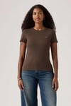 Levi's Pamuklu Slim Fit Logolu Bisiklet Yaka Bayan T Shirt 000KK-0015 KAHVE