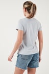 Logo Baskılı % 100 Pamuk Regular Fit Bisiklet Yaka Kadın T Shirt 17369-2945 AÇIK MAVİ