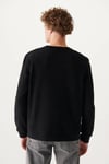 Logo Baskılı Bisiklet Yaka Oversize Pamuklu Erkek Sweat 066303-900 SİYAH