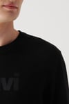 Logo Baskılı Bisiklet Yaka Oversize Pamuklu Erkek Sweat 066303-900 SİYAH