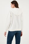 Logo Baskılı Pamuklu Regular Fit Kapüşonlu Kadın Sweat 001U6-0004 EKRU