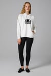 Logo Baskılı Pamuklu Regular Fit Kapüşonlu Kadın Sweat EF201-OF BEYAZ